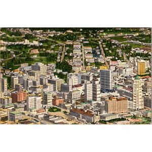Aerial View of Downtown San Antonio TX Vintage Postcard SP17-24